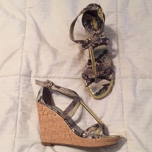 Snakeskin wedges